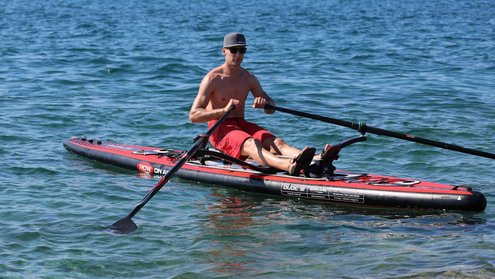 Rowing Adventure on inflatable rowing board DUDE 18